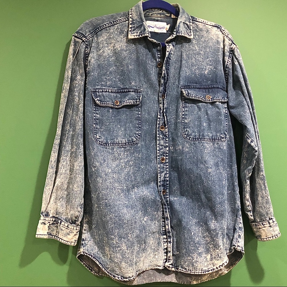 Vintage Perry Ellis denim button down shirt
